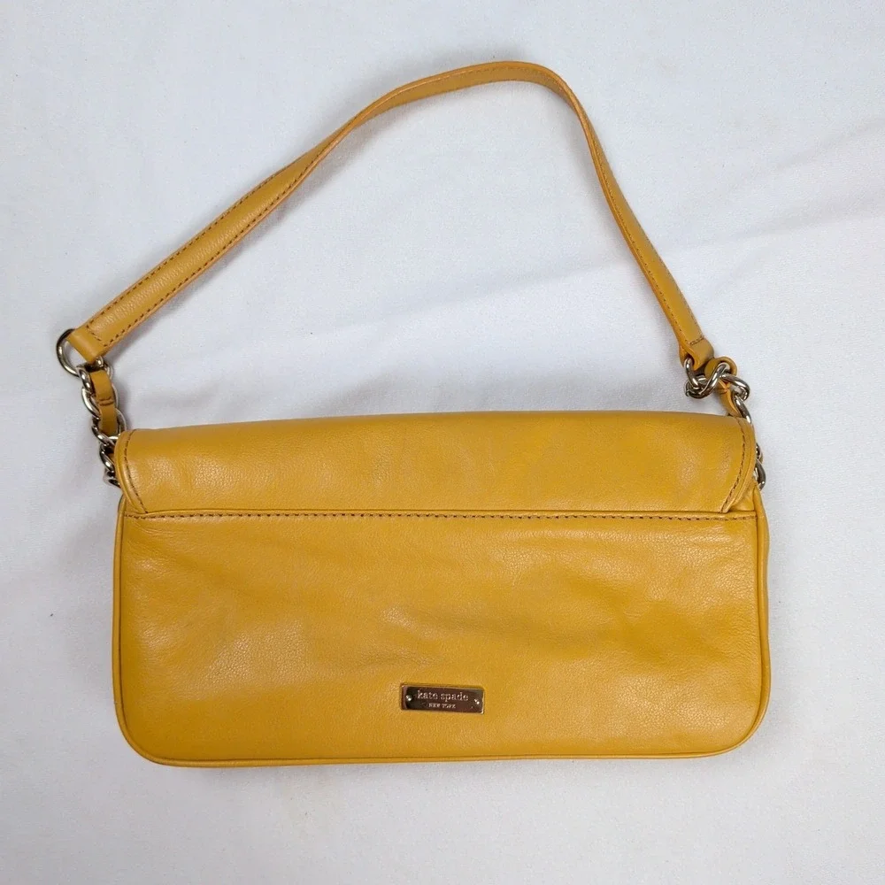 Kate Spade High Line Leica Leather Shoulder Bag Purse Handbag Mustard Yellow